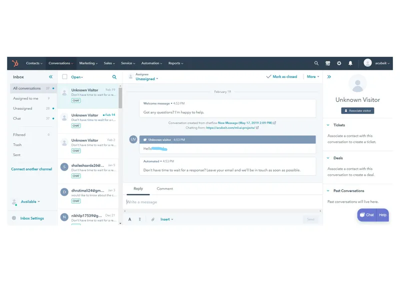 HubSpot CRM & Chatbot Automation